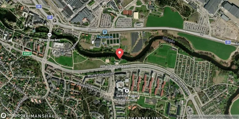 Satellitbild över Stångån Johannelund i Linköping