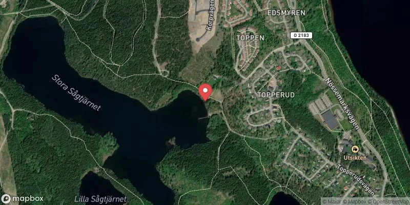 Satellitbild över Stora Sågtjärns badplats i Dals-Ed