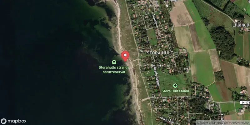 Satellitbild över Storahults strand i Båstad