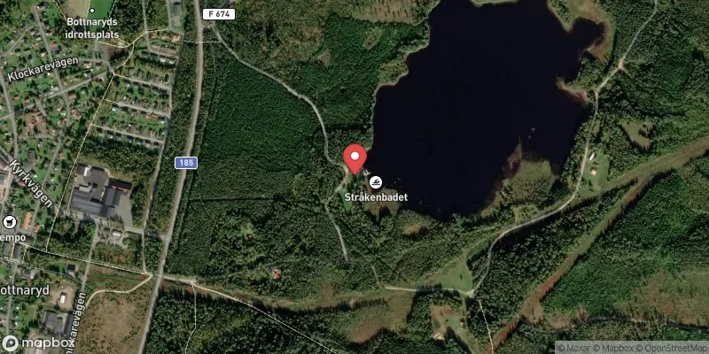 Satellitbild över Stråkens badplats i Jönköping