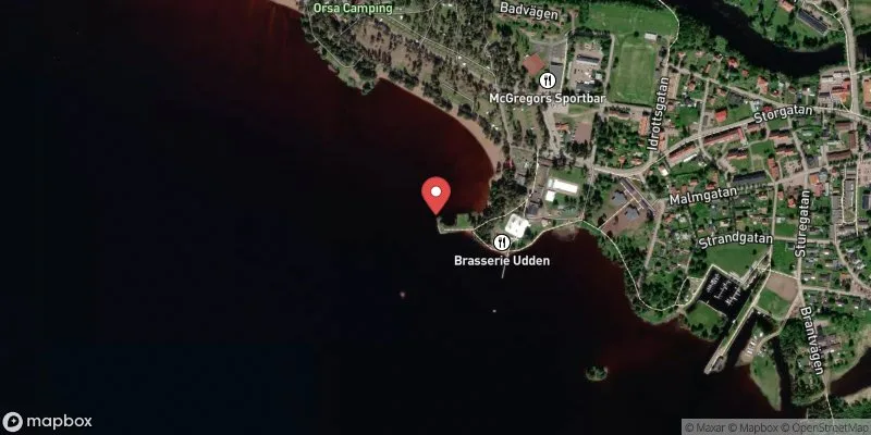 Satellitbild över Strandbadet, Orsasjön i Orsa