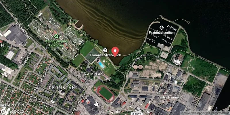 Satellitbild över Strandpromenaden i Lidköping
