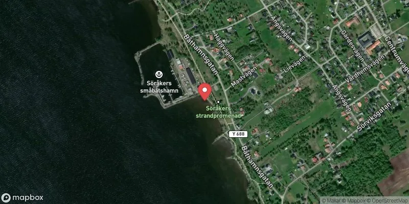 Satellitbild över Strandpromenaden Söråker i Timrå