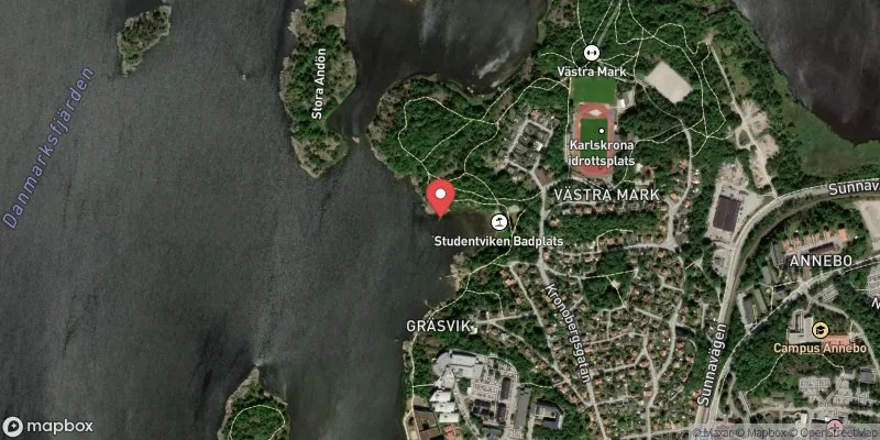 Satellitbild över Studentviken i Karlskrona