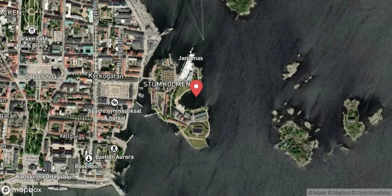 Satellitbild över Stumholmen i Karlskrona