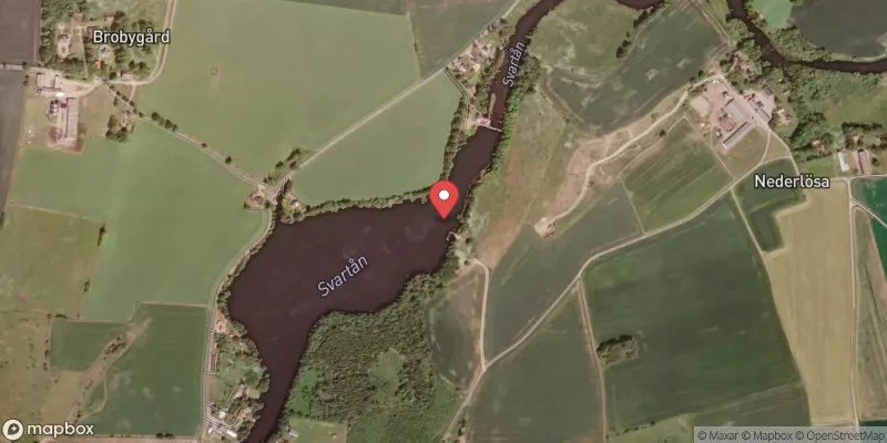Satellitbild över Svartån, Nederlösabadet i Mjölby