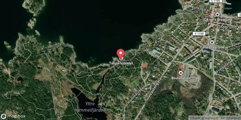 Satellitbild över Tallparksbadet i Östhammar