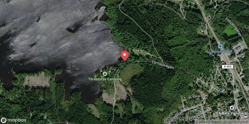 Satellitbild över Törestorps badplats i Emmaboda