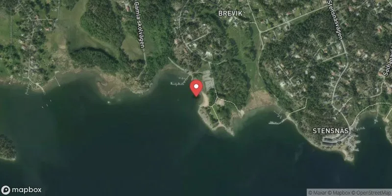 Satellitbild över Trälhavet, Breviksbadet i Österåker