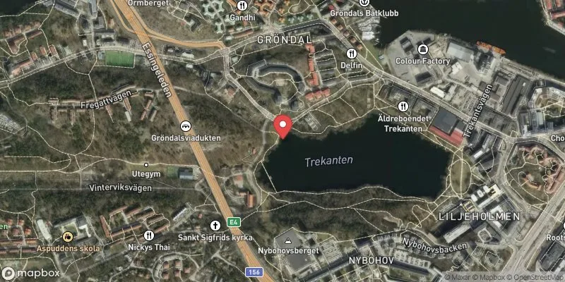 Satellitbild över Trekantens strandbad i Stockholm