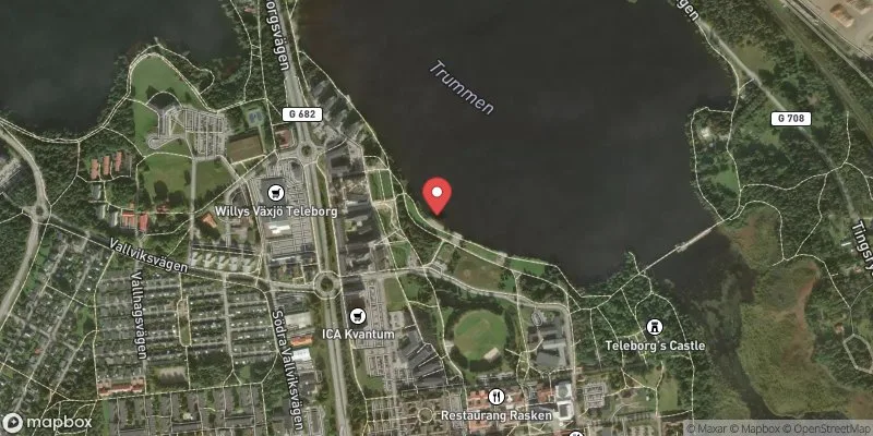 Satellitbild över Trummen i Växjö