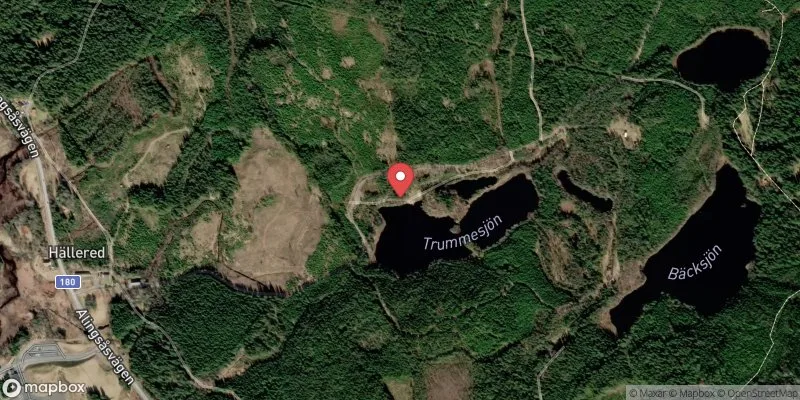 Satellitbild över Trummesjöns badplats i Borås