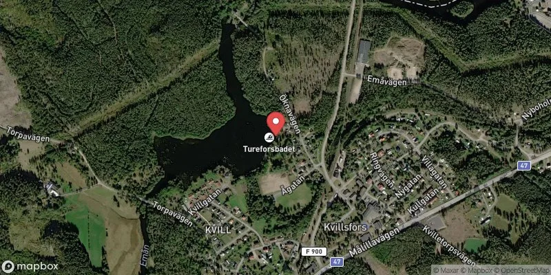 Satellitbild över Tureforsbadet, Kvillsfors i Vetlanda
