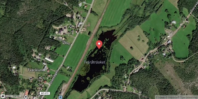 Satellitbild över Tvärålunds badplats i Vindeln