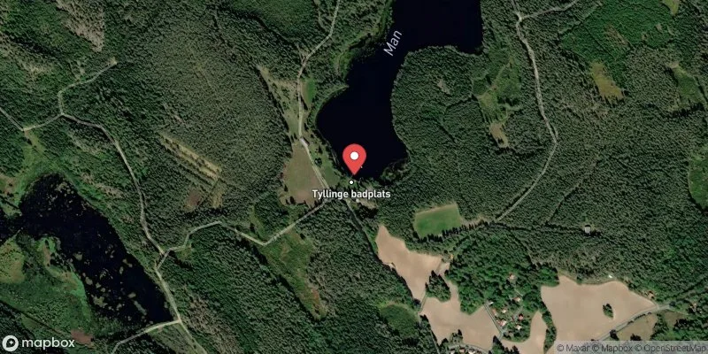 Satellitbild över Tyllinge badplats (Man) i Västervik