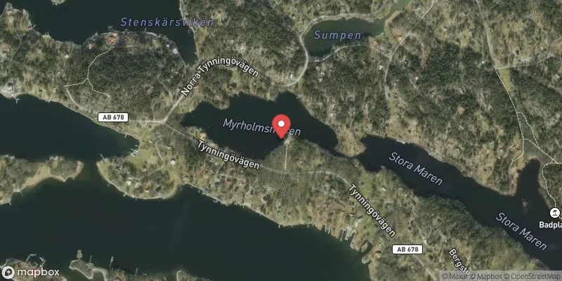 Satellitbild över Tynningö, Myrholmsmaren i Vaxholm