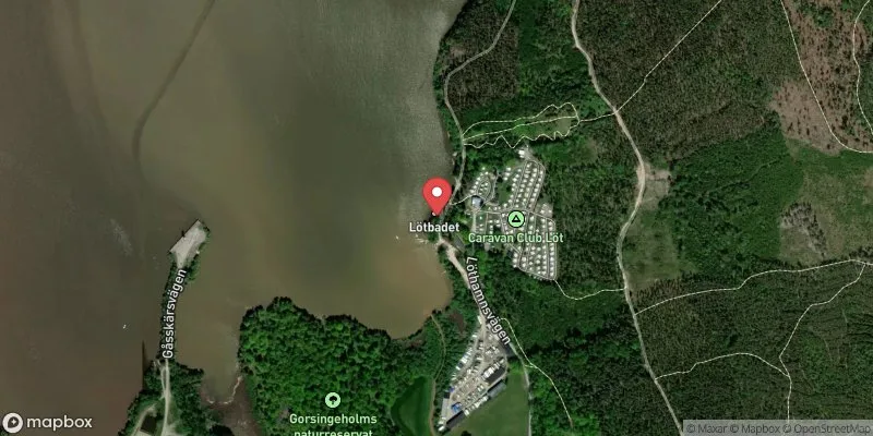 Satellitbild över Ulvhällsfjärden, Löt strandbad i Strängnäs
