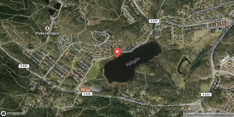 Satellitbild över Vällsjön i Härryda