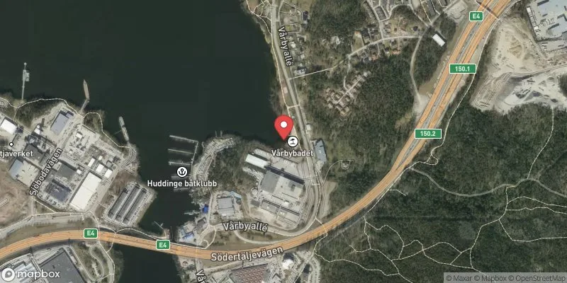 Satellitbild över Vårbyfjärden, Vårbybadet i Huddinge