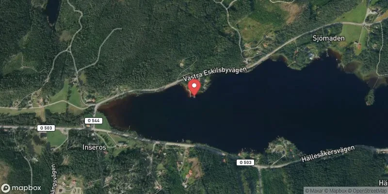 Satellitbild över Västra Ingsjöns badplats i Mölndal