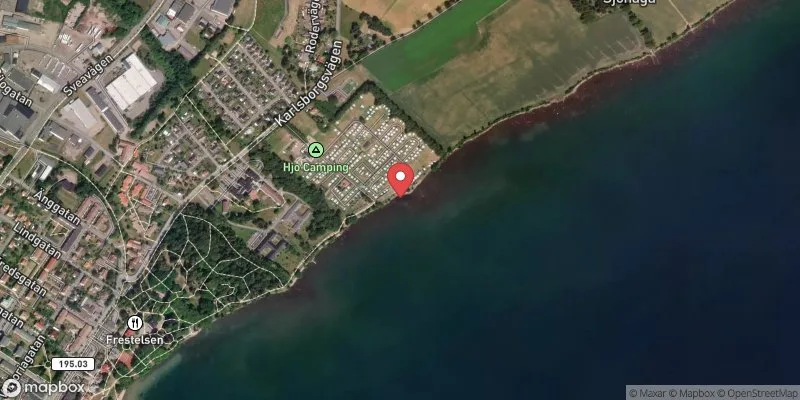 Satellitbild över Vättern, Campingen i Hjo