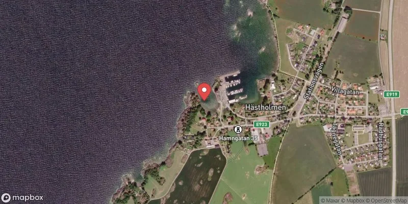 Satellitbild över Vättern, Hästholmens badplats i Ödeshög