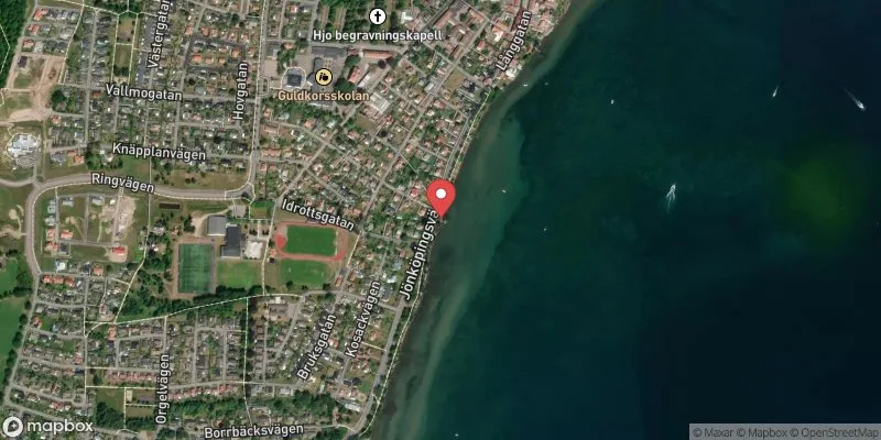 Satellitbild över Vättern, Strandpromenaden i Hjo