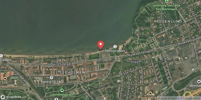 Satellitbild över Vätterstranden i Jönköping