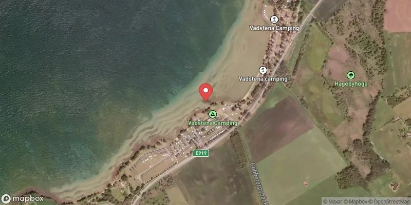 Satellitbild över Vätterviksbadet, udden i Vadstena