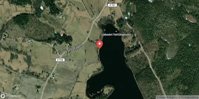Satellitbild över Vattlångsjön, Liabadet i Nordanstig