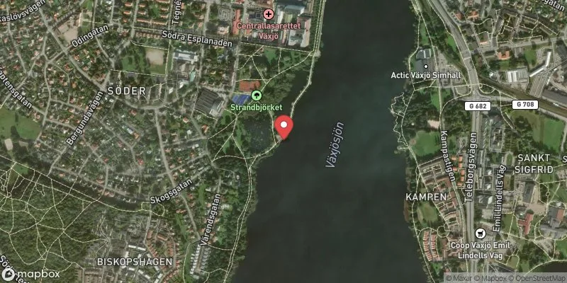 Satellitbild över Växjösjön Strandbjörket i Växjö