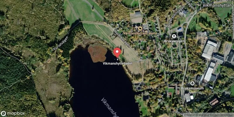 Satellitbild över Vikmanshyttebadet i Hedemora