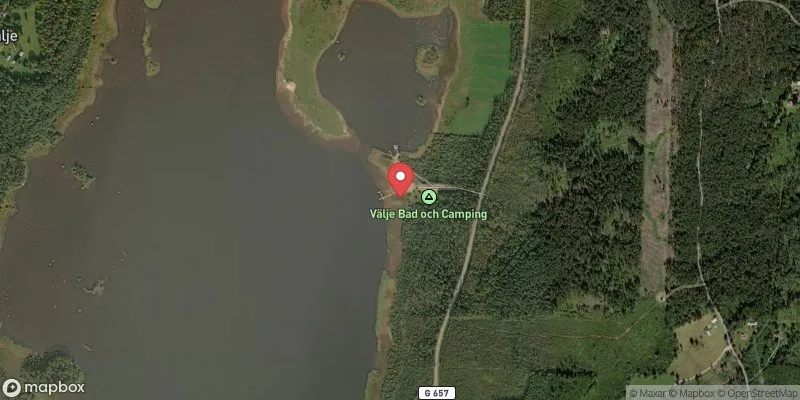 Satellitbild över Virestadsjön, Välje badplats i Älmhult