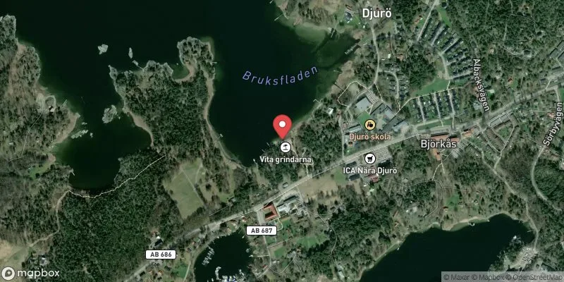 Satellitbild över Vita grindarna, Djurö Havsbad i Värmdö